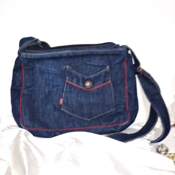 A Levi's Denim Purse Crossbody Shoulder Bag Satchel Messenger Y2K Cottage Core - Picture 1 of 10